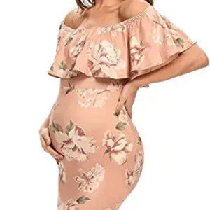 Glampunch Womens Off Shoulder Maternity Dress